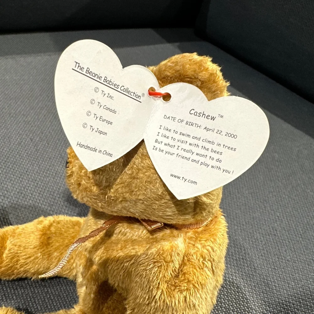 Ty Beanie Baby Bear Plush Toy, Brown, Cashew 2000 New NWT Vintage - Picture 9 of 11